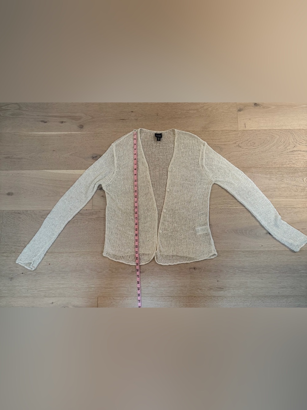 Eileen Fisher Cream Linen Blend Open-Knit Lightweight Cardigan L - Picture 11 of 11